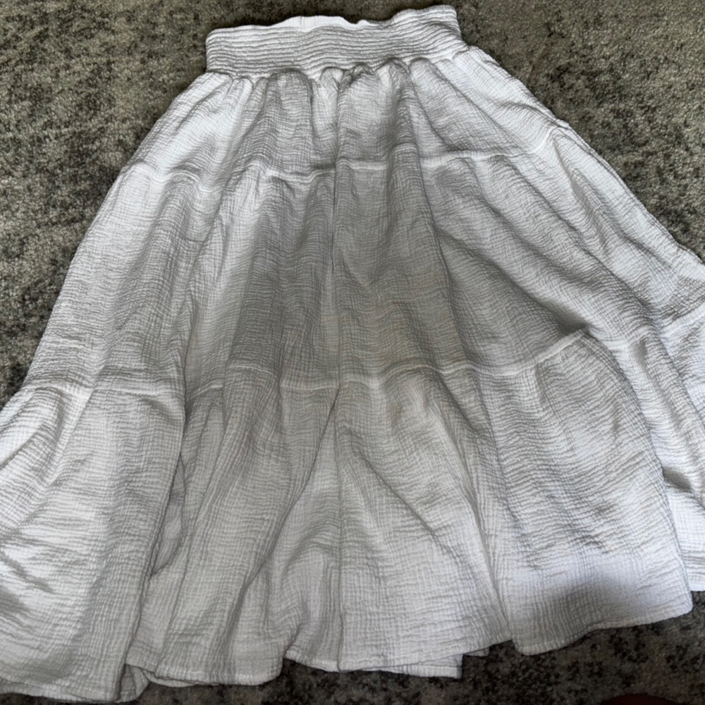 NWT Philosophy Republic Clothing White Textured Maxi Skirt Size XL